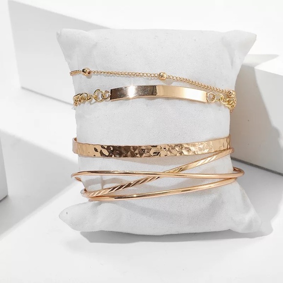 Fashionable Gold Plated Bracelet Bangle 5 Pieces - Picture 4 of 5